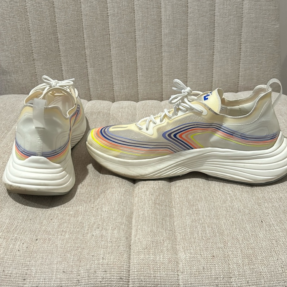 APL Women's Cream Athletic Sneakers with Multicolor Wave Accents